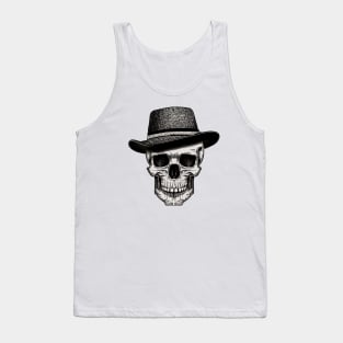 Skull wearing a fedora hat Tank Top